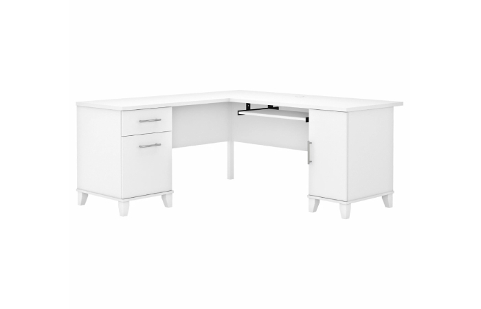 Bush Furniture Somerset 60_ L Shaped Desk with Storage, White