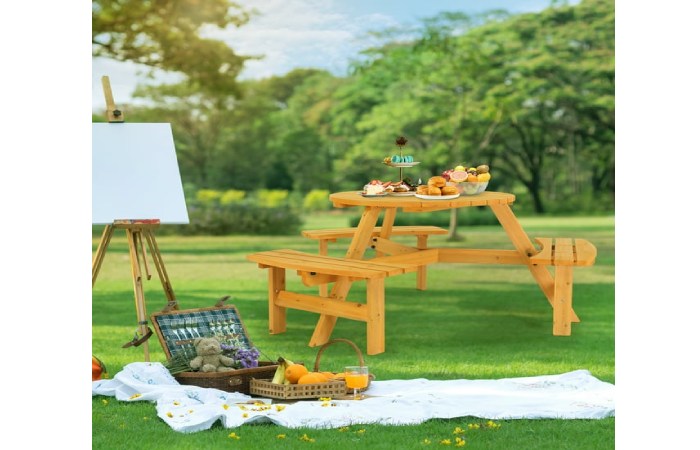 Ktaxon Outdoor Picnic Table Set For 6 Personoden Table