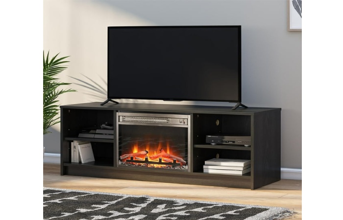 Mainstays Fireside T.V. Stand, for T.V.s up to 55_, Black Oak