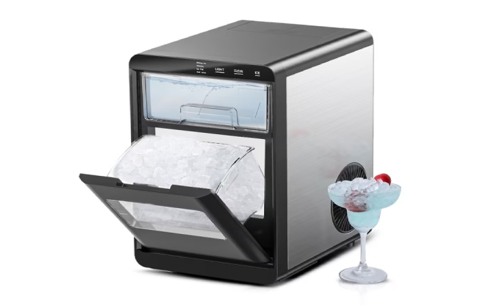 Simzlife 26 lbs_24H Countertop Ice Maker Machine, 9 Bullet-Shaped Ice in 6 Min, Auto-Cleaning