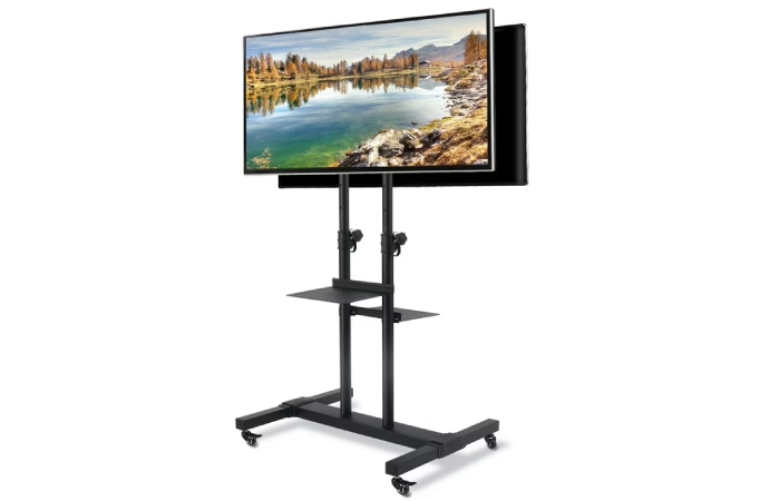 TVON Modern Rolling TV Stand Mobile T.V. Cart for 32 to 60-inch Flat Panel TVs, Black