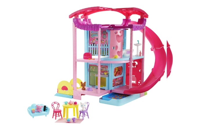 Barbie Chelsea Playhouse Dollhouse, Blonde Small Doll & 20+ Accessories, 3 Levels, Transforming Spaces