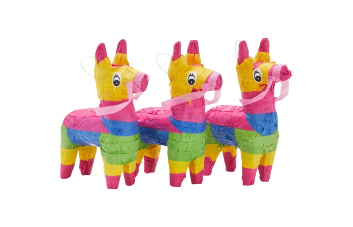 Mini Donkey Pinata - 3 Pack Small Mexican Pinatas for Cinco de Mayo