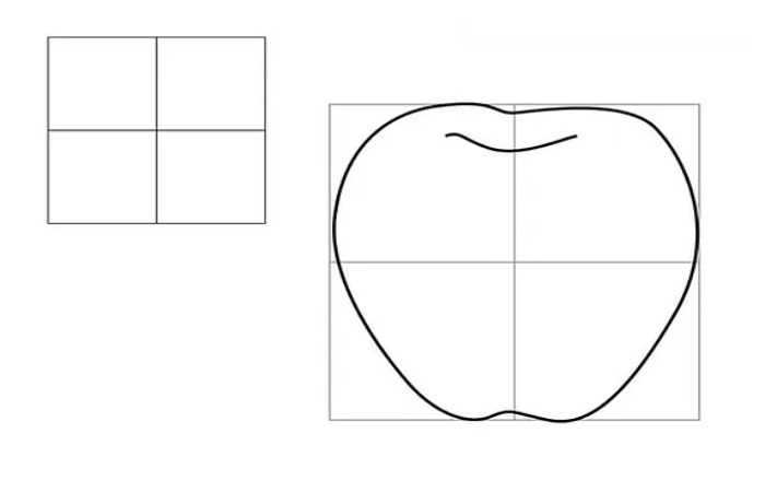 Step 1. Draw the shape of an apple using a square box